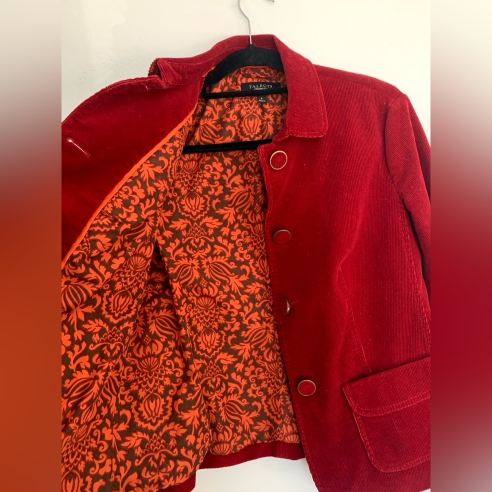 Talbots Rich Red Corduroy Blazer - Picture 5 of 7
